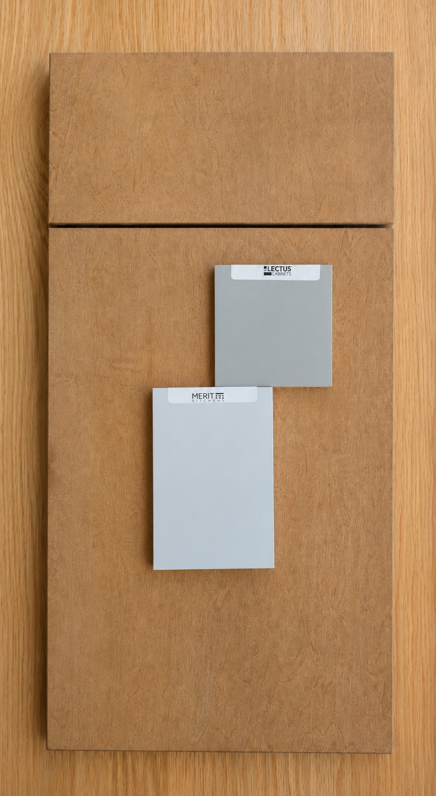 Light greige and mushroom kitchen cabinets in a small kitchen